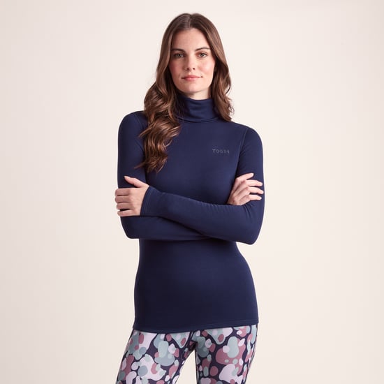 Meru Womens Cashmere Touch Base Layer Roll Neck - Oxford Blue - Image 3