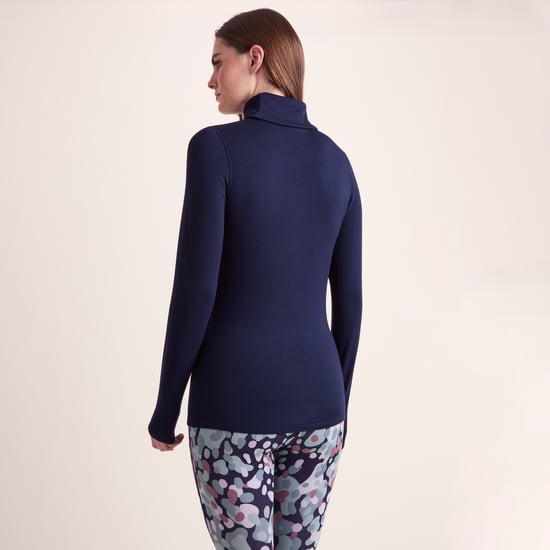 Meru Womens Cashmere Touch Base Layer Roll Neck - Oxford Blue - Image 4