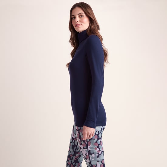 Meru Womens Cashmere Touch Base Layer Roll Neck - Oxford Blue - Image 5