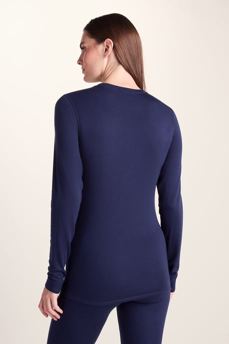 Meru Womens Cashmere Touch Base Layer Crew Neck - Oxford Blue - Image 1