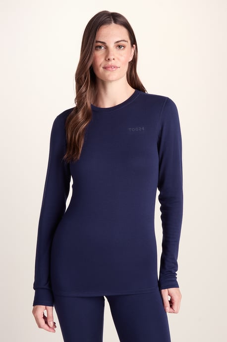 Meru Womens Cashmere Touch Base Layer Crew Neck - Oxford Blue - Image 3