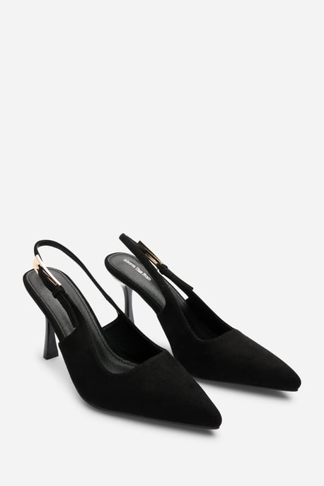 Wheres That From Womens 'Tiana' Suede Pointed Toe Sling Back Mid Heel with Buckle Strap - Image 4