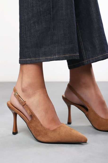 Wheres That From Womens 'Tiana' Suede Pointed Toe Sling Back Mid Heel with Buckle Strap - Image 2