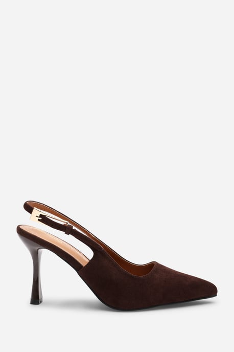 Wheres That From Womens 'Tiana' Suede Pointed Toe Sling Back Mid Heel with Buckle Strap - Image 2
