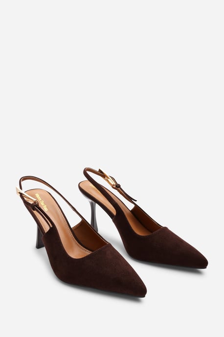 Wheres That From Womens 'Tiana' Suede Pointed Toe Sling Back Mid Heel with Buckle Strap - Image 4