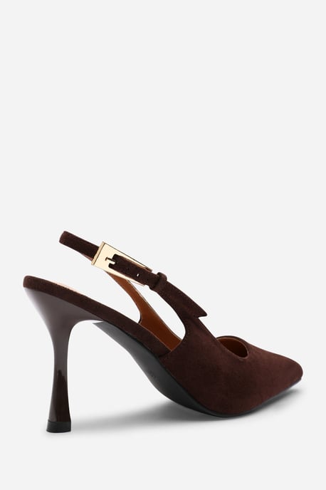 Wheres That From Womens 'Tiana' Suede Pointed Toe Sling Back Mid Heel with Buckle Strap - Image 5