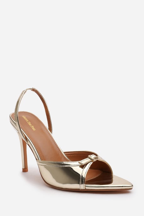 Wheres That From Womens 'Journey' Wide Fit Patent Pointed Open Toe Slingback Heel with Front Buckle Detail - Image 3