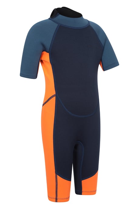 Kids Shorty Wetsuit Neoprene Fabric Flat Seams Surf Diving Swimwear Orange - Image 2