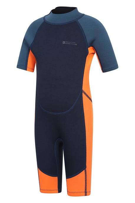Kids Shorty Wetsuit Neoprene Fabric Flat Seams Surf Diving Swimwear Orange - Image 4