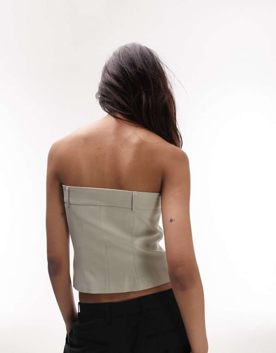 Topshop – Stenfärgad korsetttopp med byxdetalj, del av set - Image 3