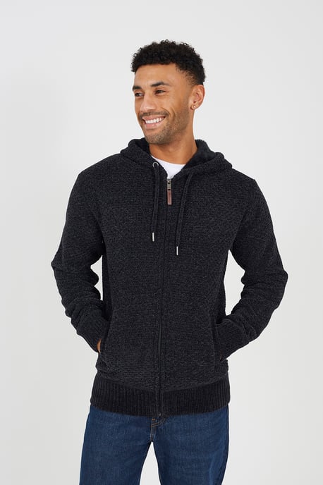 Mid Grey Full Zip Chenille Hoodie - Image 1