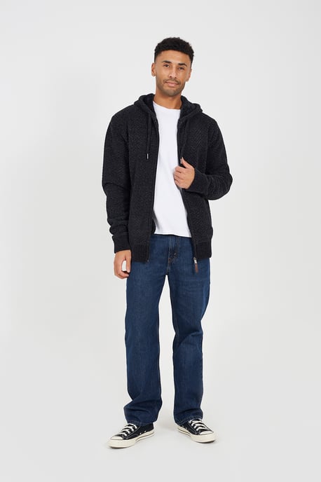 Mid Grey Full Zip Chenille Hoodie - Image 3