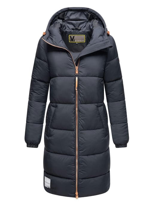 Marikoo long women’s quilted winter coat with hood – Nomadiaa - Image 1