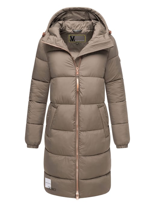 Marikoo long women’s quilted winter coat with hood – Nomadiaa - Image 1