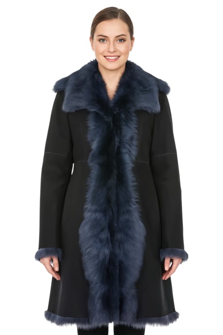 Dames marineblauwe Toscaanse schapensuède trenchcoat - Celeste - Image 1