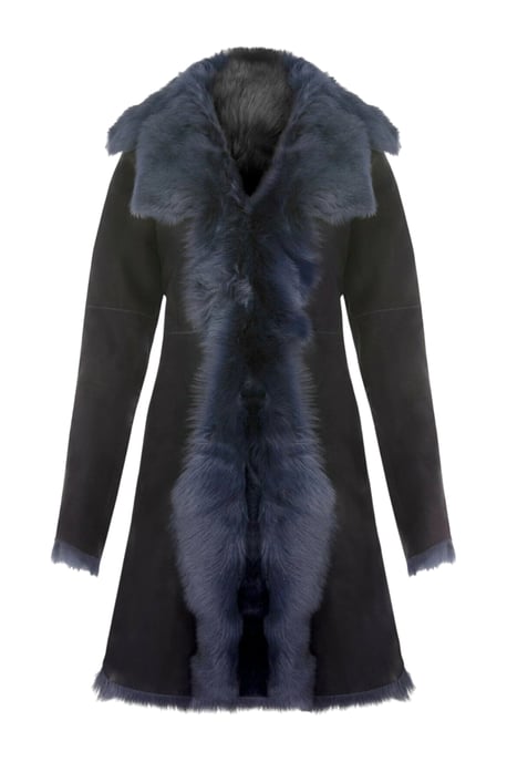 Dames marineblauwe Toscaanse schapensuède trenchcoat - Celeste - Image 2