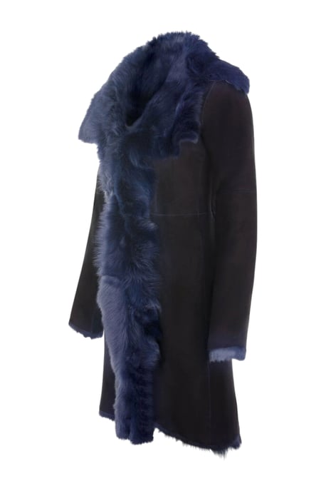 Dames marineblauwe Toscaanse schapensuède trenchcoat - Celeste - Image 4
