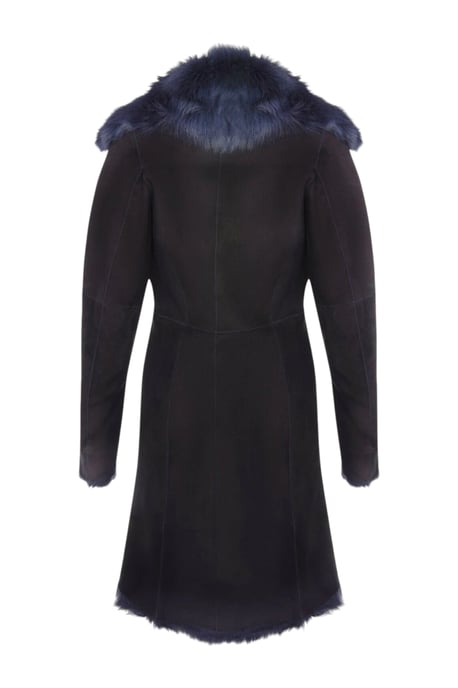 Dames marineblauwe Toscaanse schapensuède trenchcoat - Celeste - Image 5