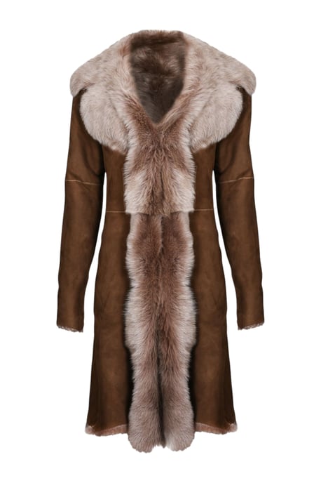 Dames Beaver Tan Toscana Schapen Suède Trenchcoat - Celeste - Image 2