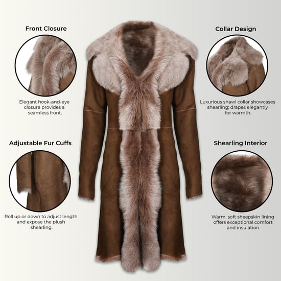 Dames Beaver Tan Toscana Schapen Suède Trenchcoat - Celeste - Image 3