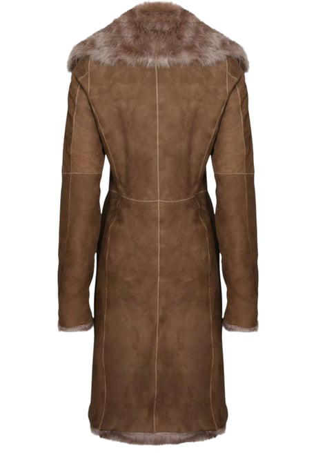 Dames Beaver Tan Toscana Schapen Suède Trenchcoat - Celeste - Image 5