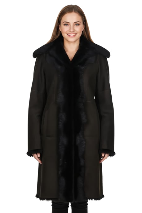 Dames bruine Toscaanse schapen suède trenchcoat - Celeste - Image 1