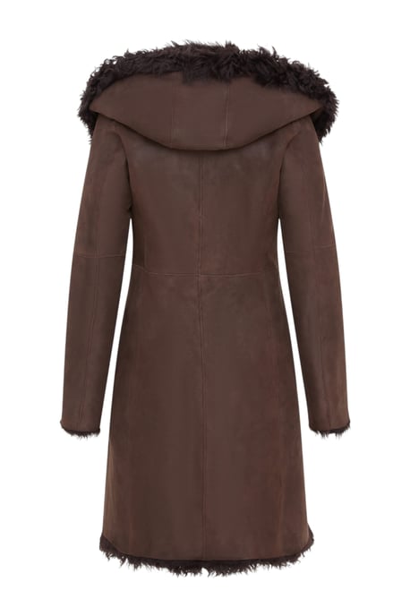 Dames bruine Toscaanse trenchcoat met capuchon van echt schapenleer - Verona - Image 5