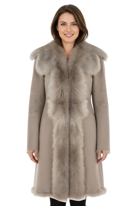 Dames lichtgrijze Toscaanse schapensuède trenchcoat - Celeste - Image 1