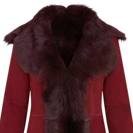 Womens Burgundy Red Toscana Sheep Suede Leather Trench Coat- Celeste - Image 6