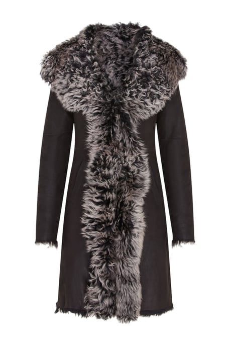 Zwarte Toscaanse trenchcoat met capuchon van echt schapenleer voor dames - Verona - Image 2