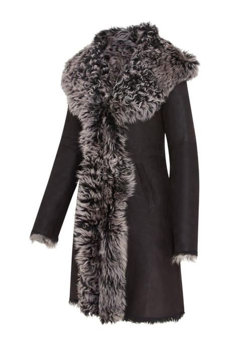 Zwarte Toscaanse trenchcoat met capuchon van echt schapenleer voor dames - Verona - Image 4