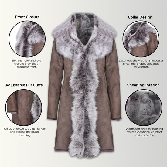 Womens Taupe Toscana Sheep Suede Leather Trench Coat- Celeste - Image 3