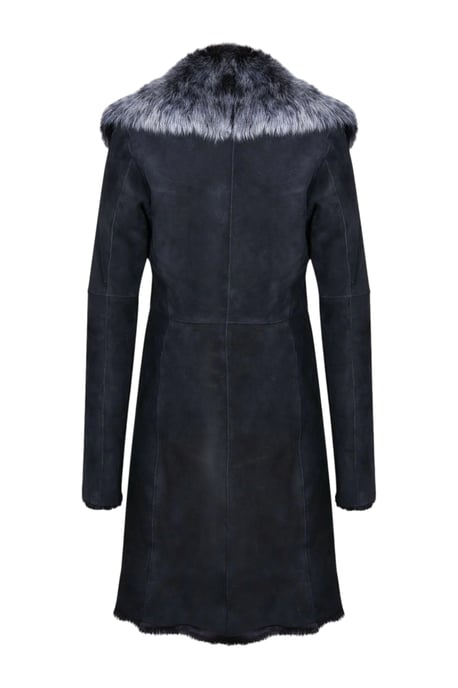 Dames zwarte zilveren Toscaanse schapen suède trenchcoat - Celeste - Image 5