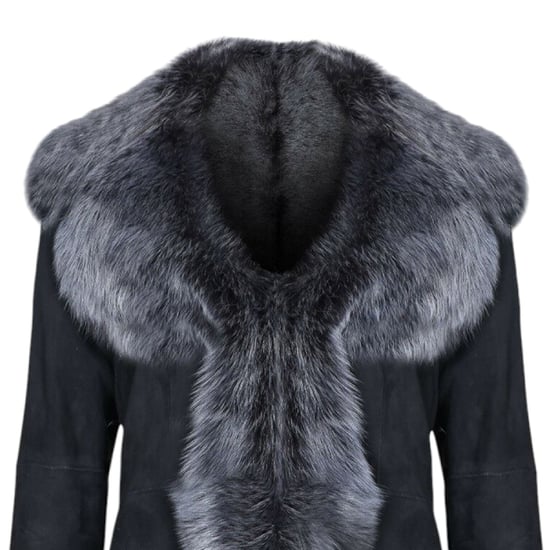 Dames zwarte zilveren Toscaanse schapen suède trenchcoat - Celeste - Image 6