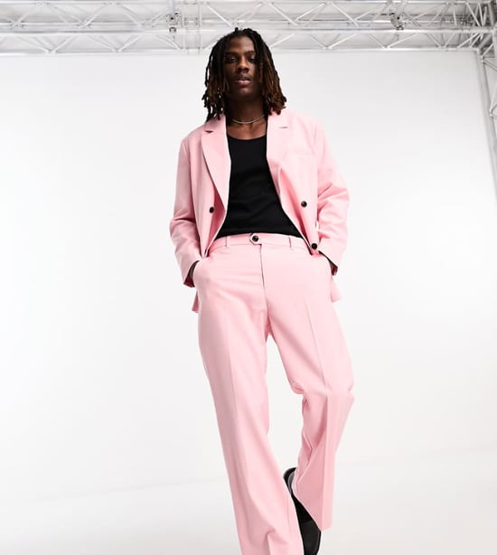 Weekday Franklin – Del av set med utsvängda byxor i puderrosa, endast hos ASOS - Image 1