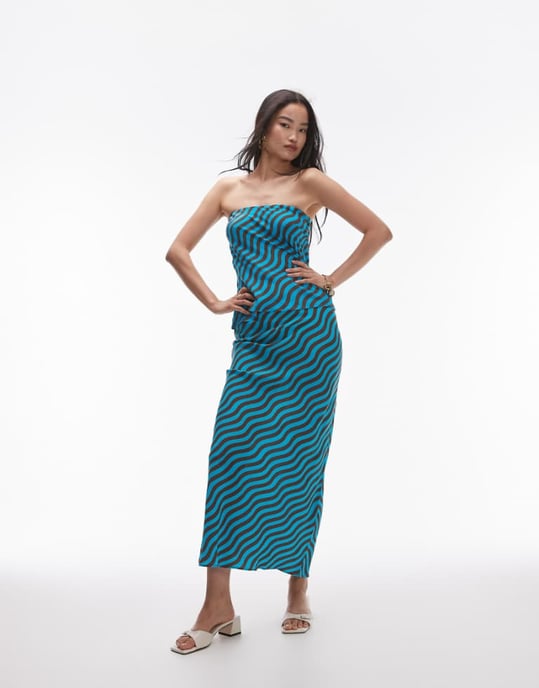 Topshop – Röd randig maxikjol med wiggle-mönster, del av set - Image 1