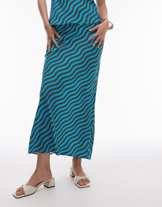 Topshop – Röd randig maxikjol med wiggle-mönster, del av set - Image 2