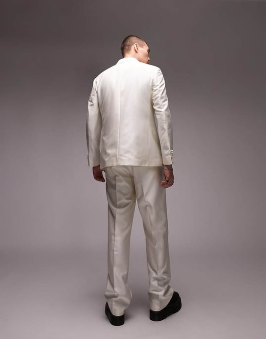 Topman – Vita kostymbyxor med vida ben och veck - Image 2