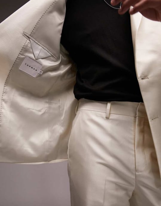 Topman – Vita kostymbyxor med vida ben och veck - Image 3