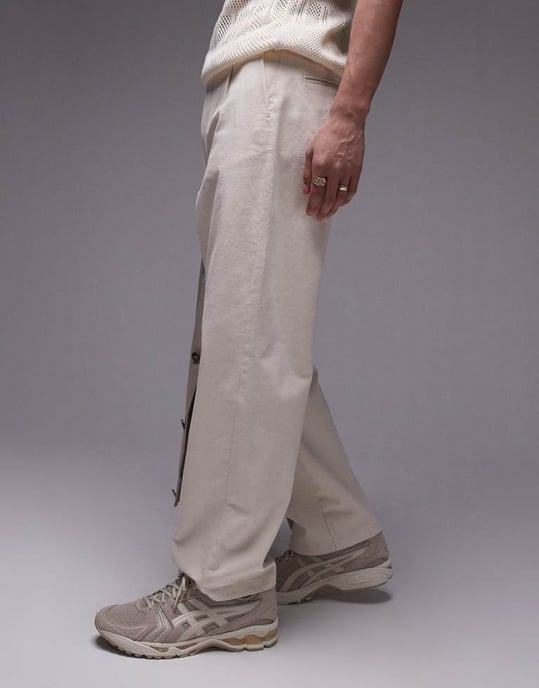Topman – Ecrufärgade chinobyxor med vida ben - Image 4
