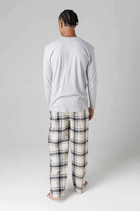 Mid Grey Cotton Crew Neck Pyjama Set - Image 2