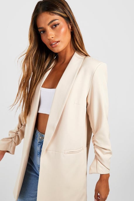 Ruched Sleeve Tailored Blazer - Image 4