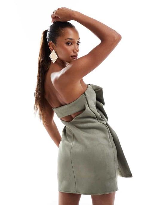 ASOS DESIGN – Grön miniklänning med manipulerad mockaimitation - Image 2