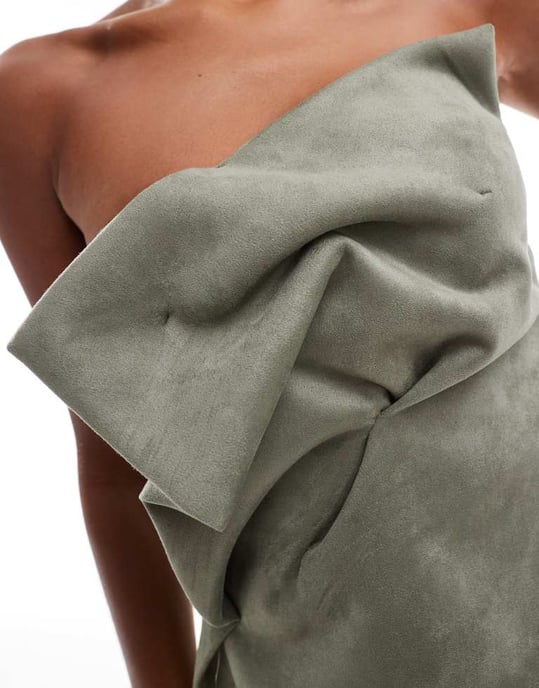 ASOS DESIGN – Grön miniklänning med manipulerad mockaimitation - Image 4