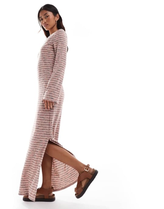 Vero Moda – Supermjuk, ribbad maxiklänning i spacedye-färgat randigt - Image 4
