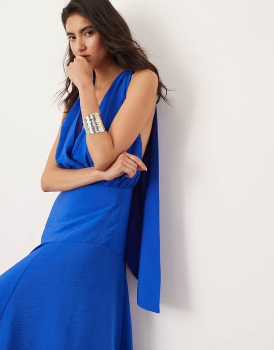 ASOS EDITION – Blå maxiklänning med halterneck och vid kjol - Image 3