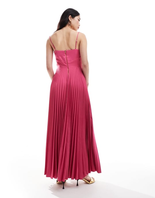Closet London – Rosa maxiklänning i satin med vriden framsida - Image 3