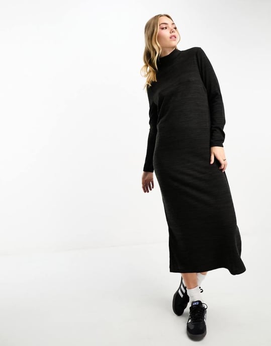 Vero Moda – Svart stickad maxiklänning med polokrage - Image 1