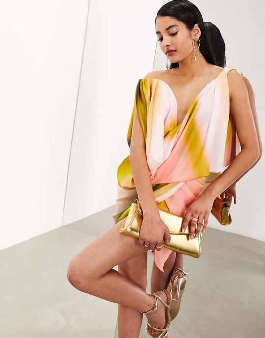 ASOS EDITION – Minnesränder i miniklänning med draperad struktur och bara axlar - Image 1