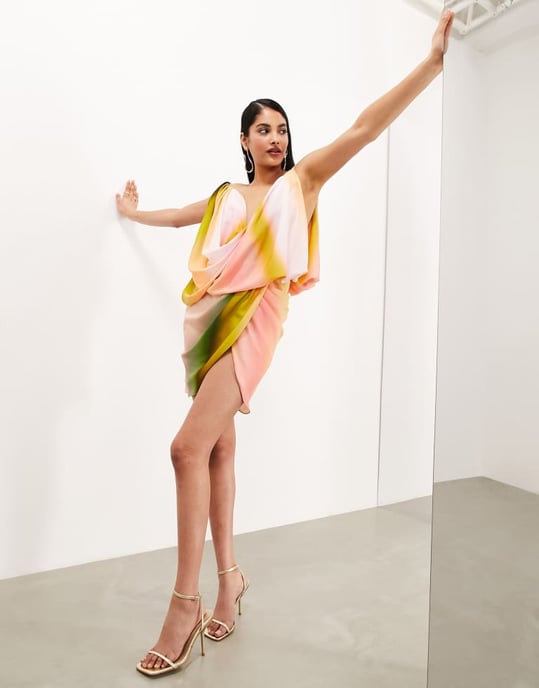 ASOS EDITION – Minnesränder i miniklänning med draperad struktur och bara axlar - Image 2